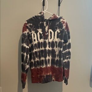 AC/DC Tie-Dye Hoodie - Black, White, Red